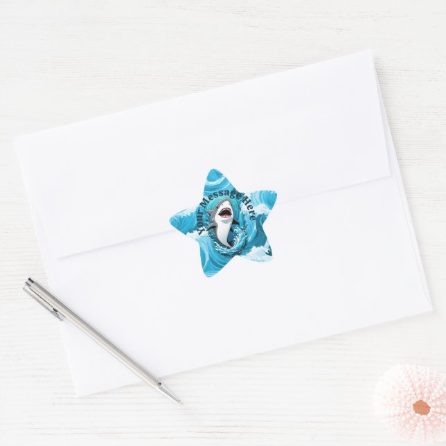 Sticker Étoile Rejoignez-nous pour un requin mordant (Enveloppe)