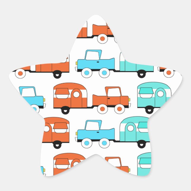 Sticker Étoile Rétro Camping Trailer Turquoise (Devant)
