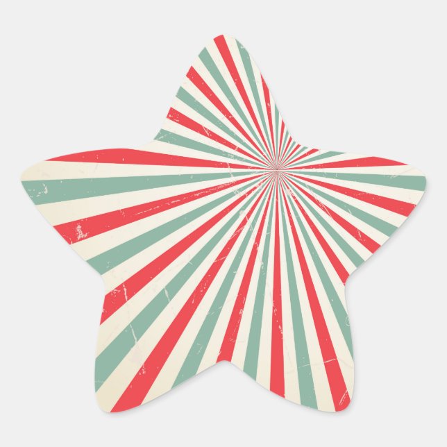 Sticker Étoile Retro Sunburst Mid Century Red & Green Starburst (Devant)