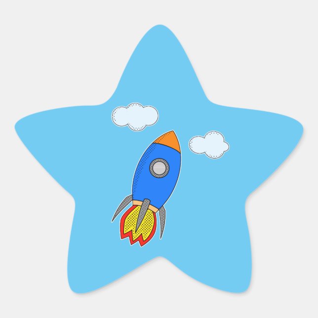 Sticker Étoile Roquette D'Espace De Cartographie Dans Le Ciel Ble (Devant)