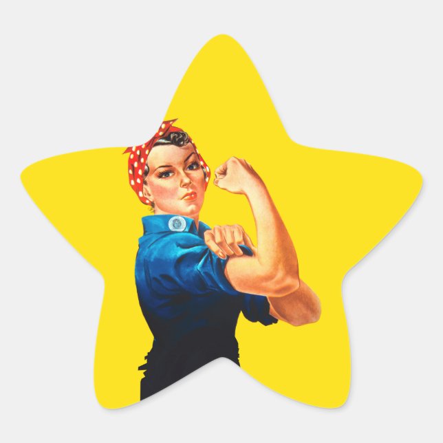 Sticker Étoile Rosie Puissante Le Riveter Style Rétro (Devant)