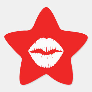 Sticker Étoile Rouge et Blanc Maquillage à Levres