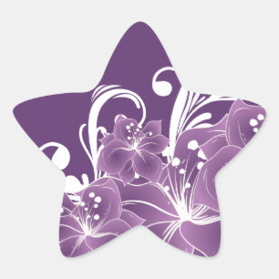 Sticker Étoile Rouleaux blancs floraux violets