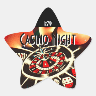Sticker Étoile Rsvp d'étoile de partie de nuit de casino