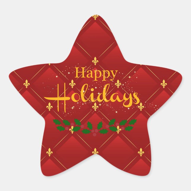 Sticker Étoile Ruby Rouge et or Art Déco/Art Nouveau (Devant)