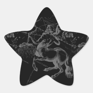Sticker Étoile Sagittarius Constellation Hevelius Map sur Black
