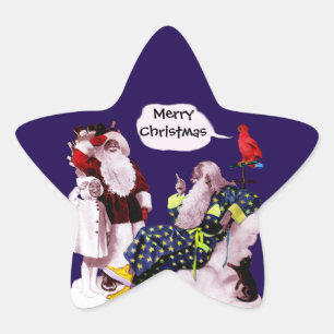 Sticker Étoile SANTA CLAUS, PETITE ANGE & MERLIN Étoile de Noël