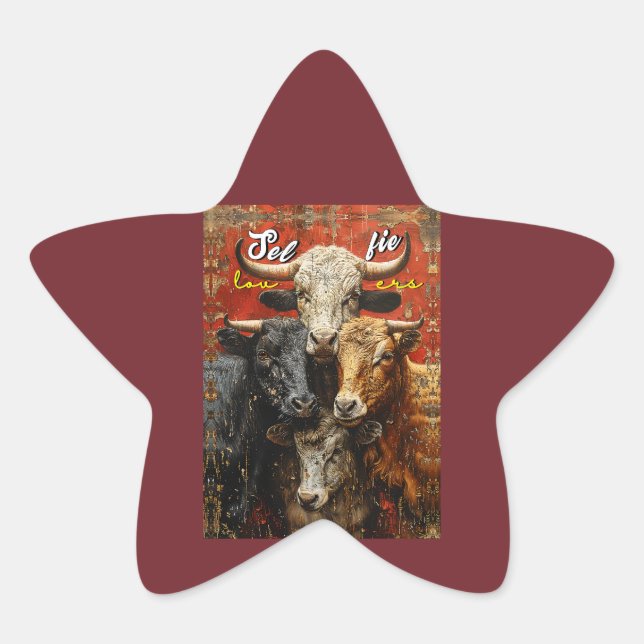 Sticker Étoile Selfie Lovers Vaches (Devant)