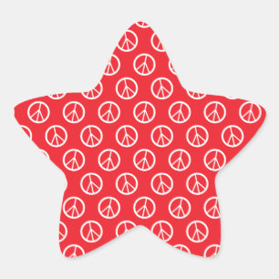 Sticker Étoile Signes de paix blancs rouges