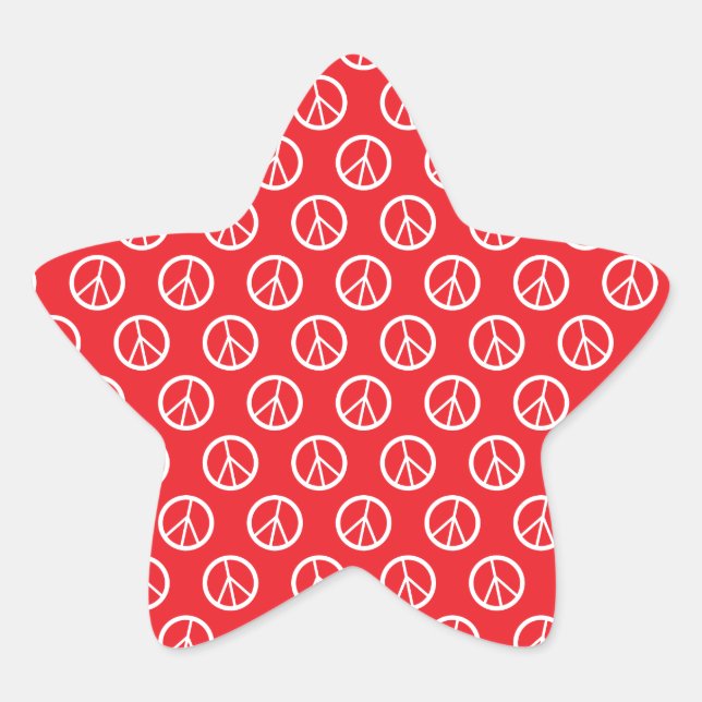 Sticker Étoile Signes de paix blancs rouges (Devant)