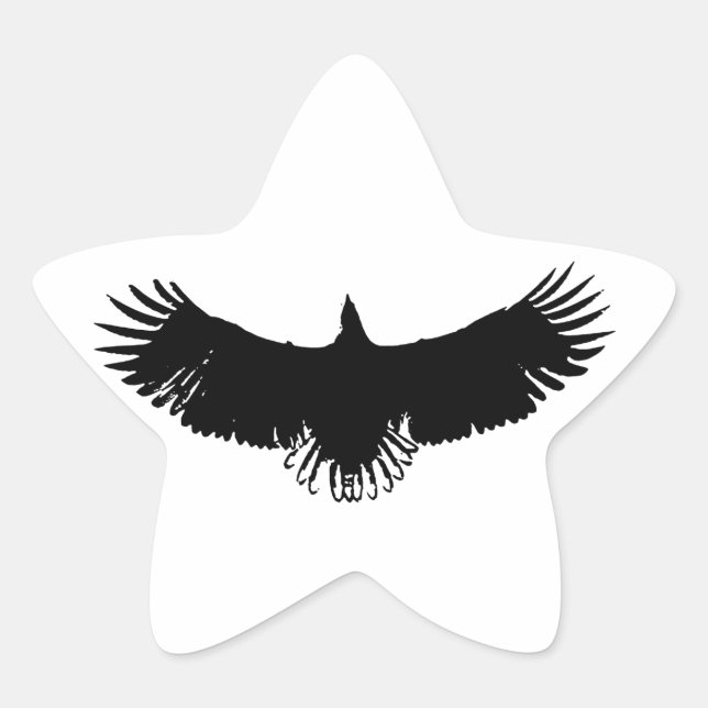 Sticker Étoile Silhouette d'aigle noir et blanc (Devant)