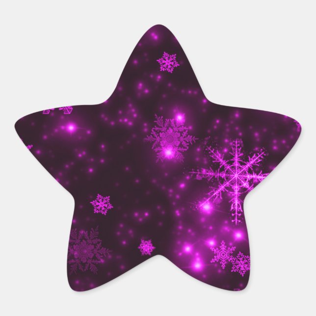 Sticker Étoile Snowflakes avec Arrière - plan pourpre (Devant)