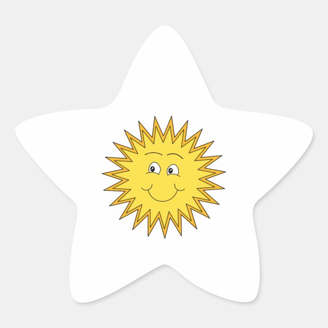 Sticker Étoile Soleil d'été jaune avec un visage heureux. (Devant)