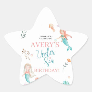 STICKER ÉTOILE SOUS LA MER, ANNIVERSAIRE MERMAIN, COULEUR D'EAU M