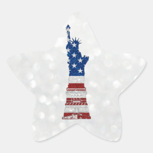 Sticker Étoile Statue De La Liberté 4 Juillet Parties scintillant