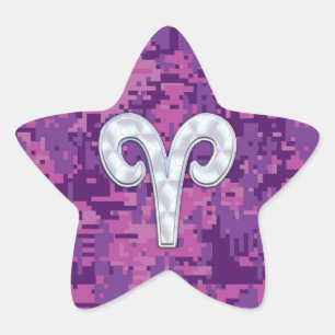 Sticker Étoile Symbole Pearl Like Aries sur Camo numérique rose