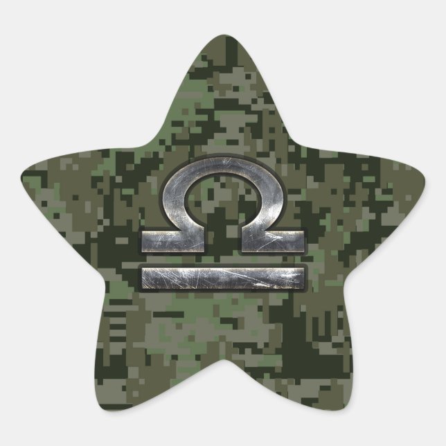 Sticker Étoile SYMBOLE Zodiaque Libra Camouflage numérique Woodla (Devant)