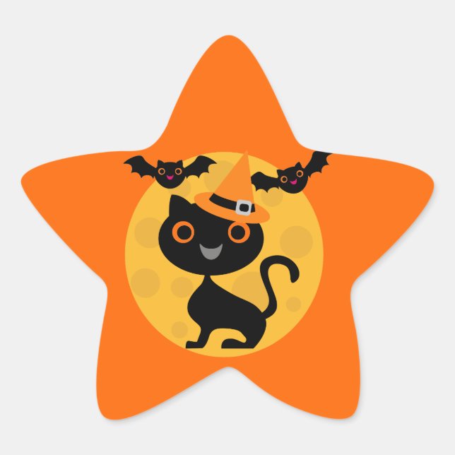 Sticker Étoile T-shirts et cadeaux Halloween Chats et chauves-sou (Devant)