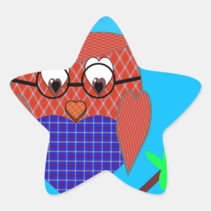 Sticker Étoile Tartan et Chouette des Coeurs