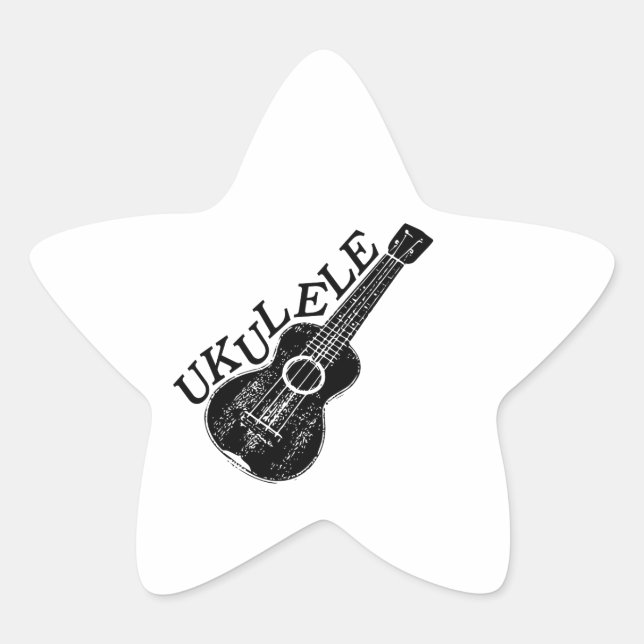 Sticker Étoile Texte Et Image Ukulele (Devant)