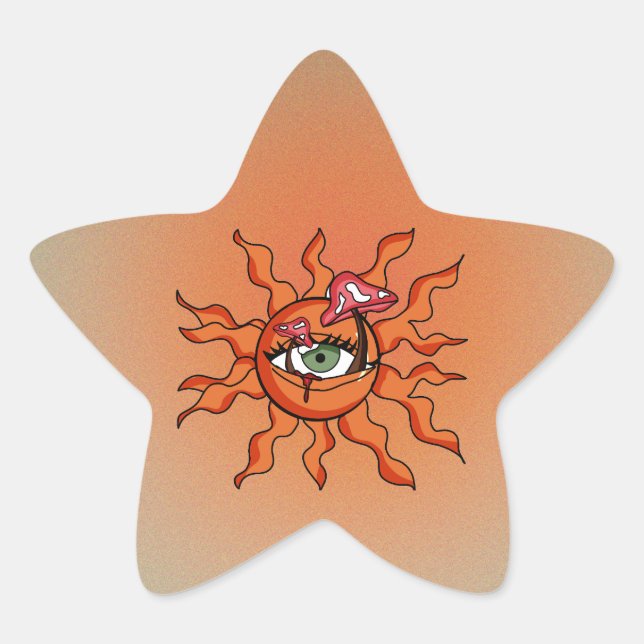 Sticker Étoile Tous les rayons de champignons du soleil (Devant)
