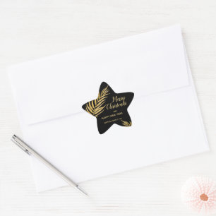 Sticker Étoile Tropcal Gold Glitter Palm Christmas Thank You