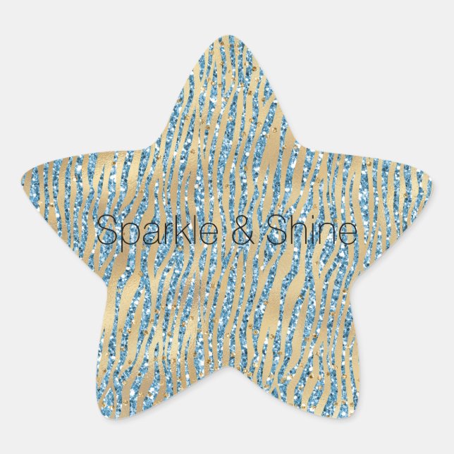 Sticker Étoile Turquoise Aqua Parties scintillant Gold Sparkle Ze (Devant)