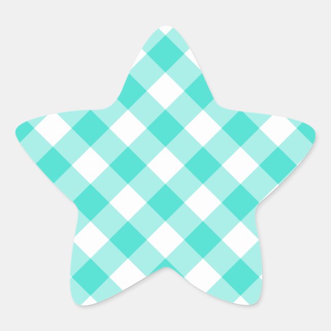 Sticker Étoile Turquoise En vichy Motif (Devant)