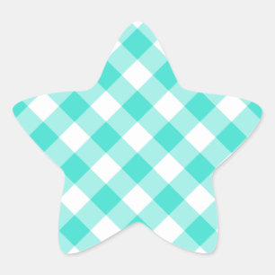 Sticker Étoile Turquoise En vichy Motif