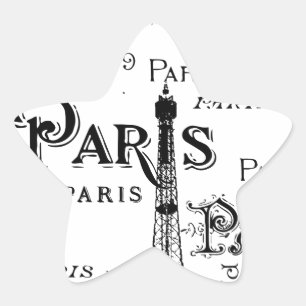Sticker Étoile Typographie Calligraphie Paris France Tour Eiffel
