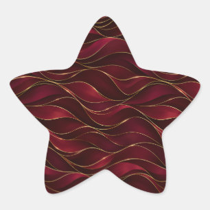 Sticker Étoile Vagues de marbre rouge burgundy élégantes avec acc