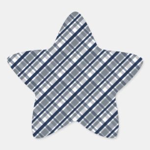 Sticker Étoile Ventilateur sportif Dallas Silver Navy Blue Plaid 