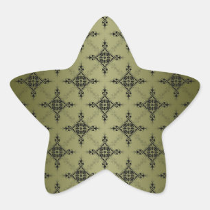 Sticker Étoile Vert olive et damassé noir
