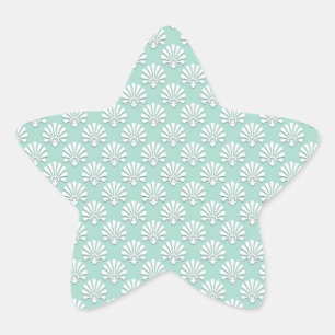 Sticker Étoile Vert sarcelle pastel et motif blanc