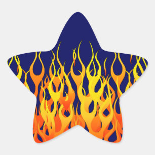 Sticker Étoile Vibrant Racing Flames on Navy Blue