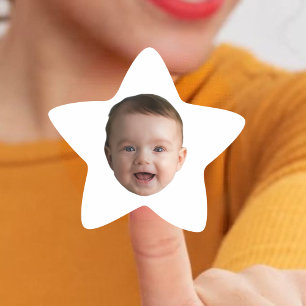 Sticker Étoile Visage bébé personnalisé, drôle photo personnalisé