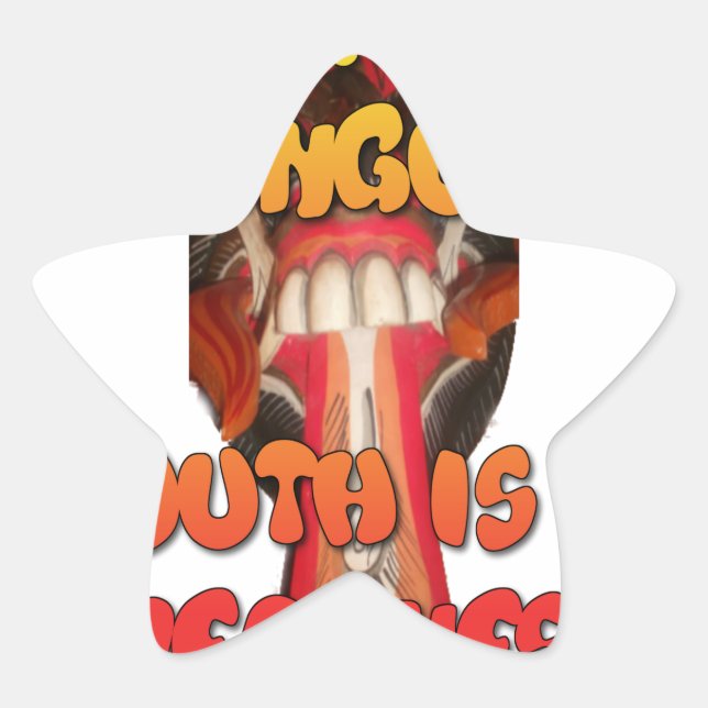 Sticker Étoile Visage idiot : Humour d'expression de langue de so (Devant)