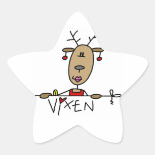Sticker Étoile Vixen Reindeer T-shirts et cadeaux de Noël