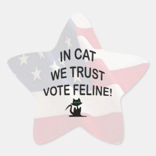 Sticker Étoile Vote Chat avec drapeau américain