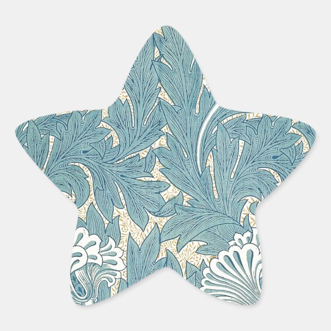 Sticker Étoile William Morris Classique Tulipe Bleu Floral (Devant)