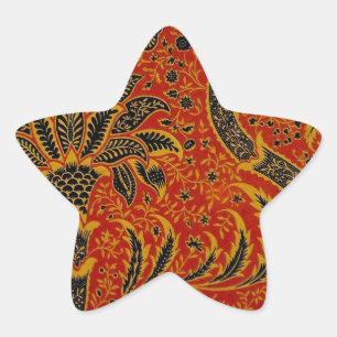 Sticker Étoile William Morris India Rouge Floral Vintage Classiqu