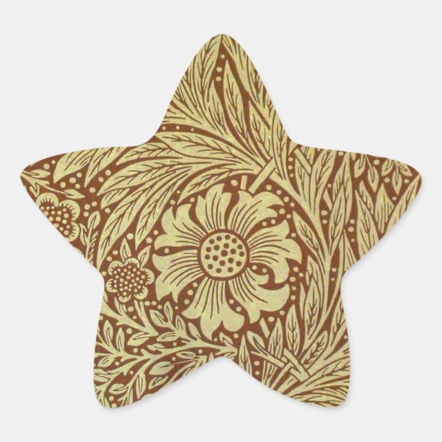 Sticker Étoile William Morris Marigold Motif de fleurs antiques (Devant)