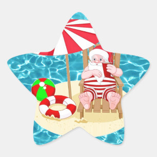 Sticker Étoile xmas beach santa claus