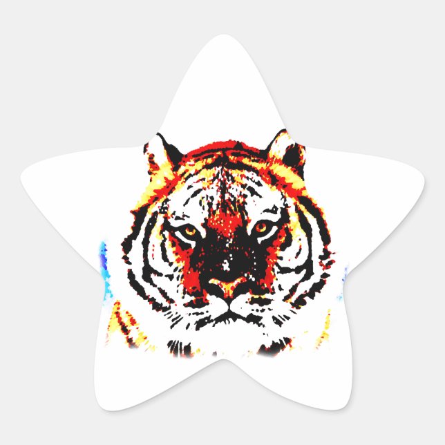 Sticker Étoile Yeux de tigres sauvages (Devant)