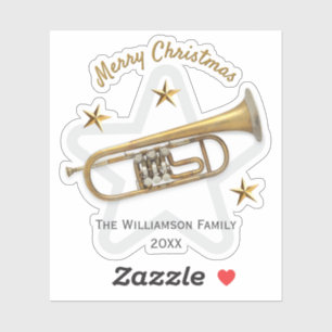 Sticker Étoiles de trompette de Noël pour amateur de musiq