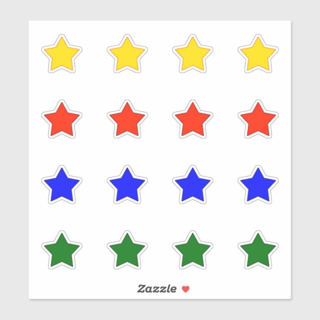 Sticker Étoiles en quatre couleurs (Feuille)