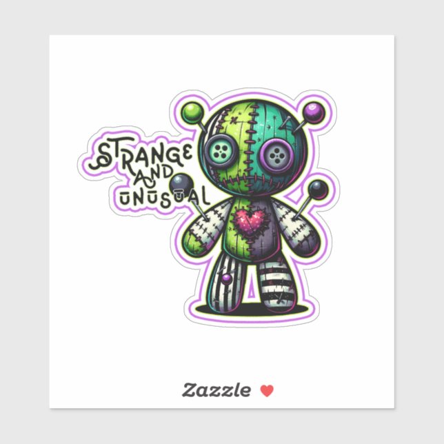 Sticker Étrange et inhabituel Purple Coeur Vert Voodoo Our (Feuille)