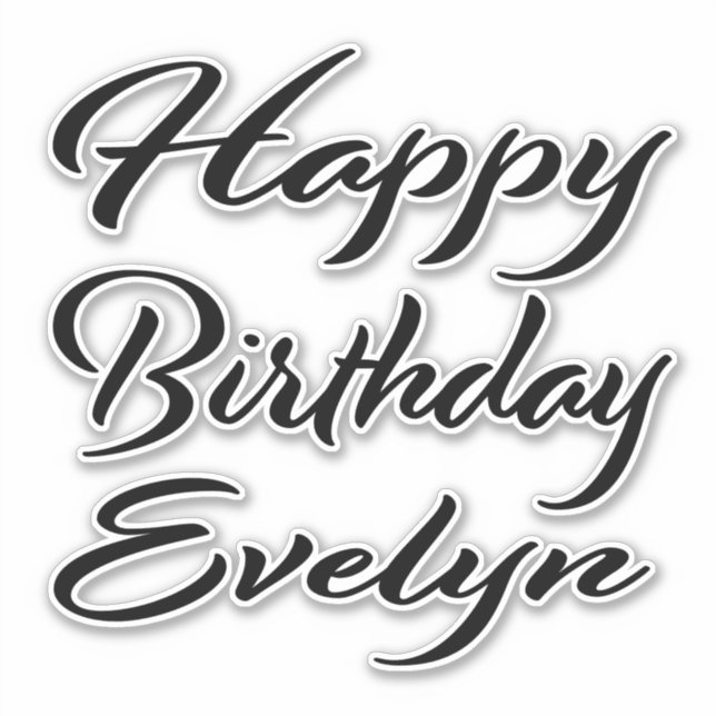 Sticker Evelyn Nom Prénom Anniversaire de la Broderie noir (Devant)