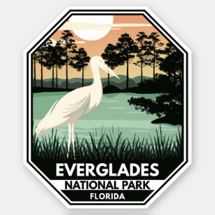 Sticker Everglades Parc National Sunset Egret Vintage