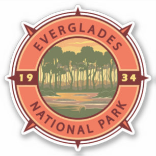 Sticker Everglades Parc National Sunset Retro Compass